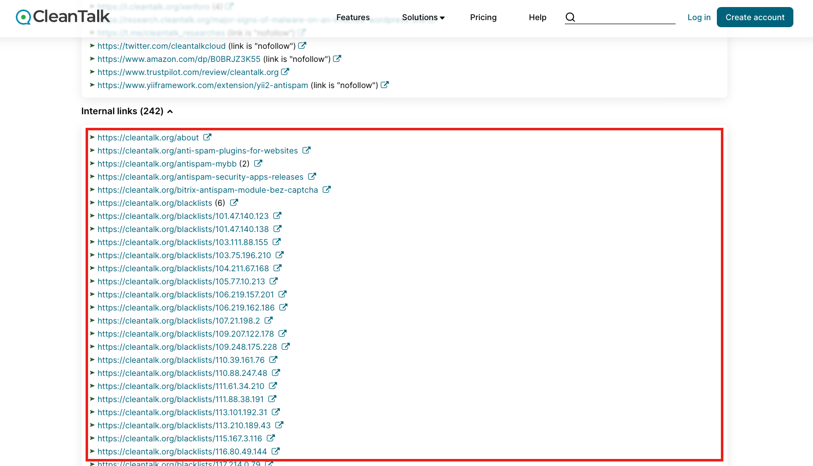 Сканирование внутренних ссылок